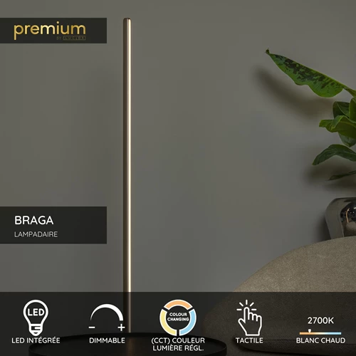 Lucide BRAGA - Lampadaire - Ø 30 cm - LED Dim. - CCT - 1x22W 2700K/4000K - Café | Premium - USP